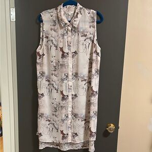 Cleo Cream and Gray Floral Blouse